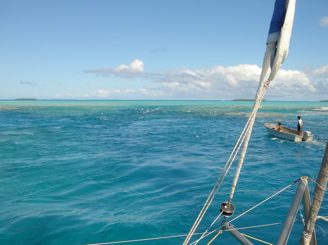 into the lagoon